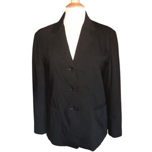 Vtg DONNA KARAN Wool Pique 3-button Classic Blazer Black Sz 10  Union Made USA
